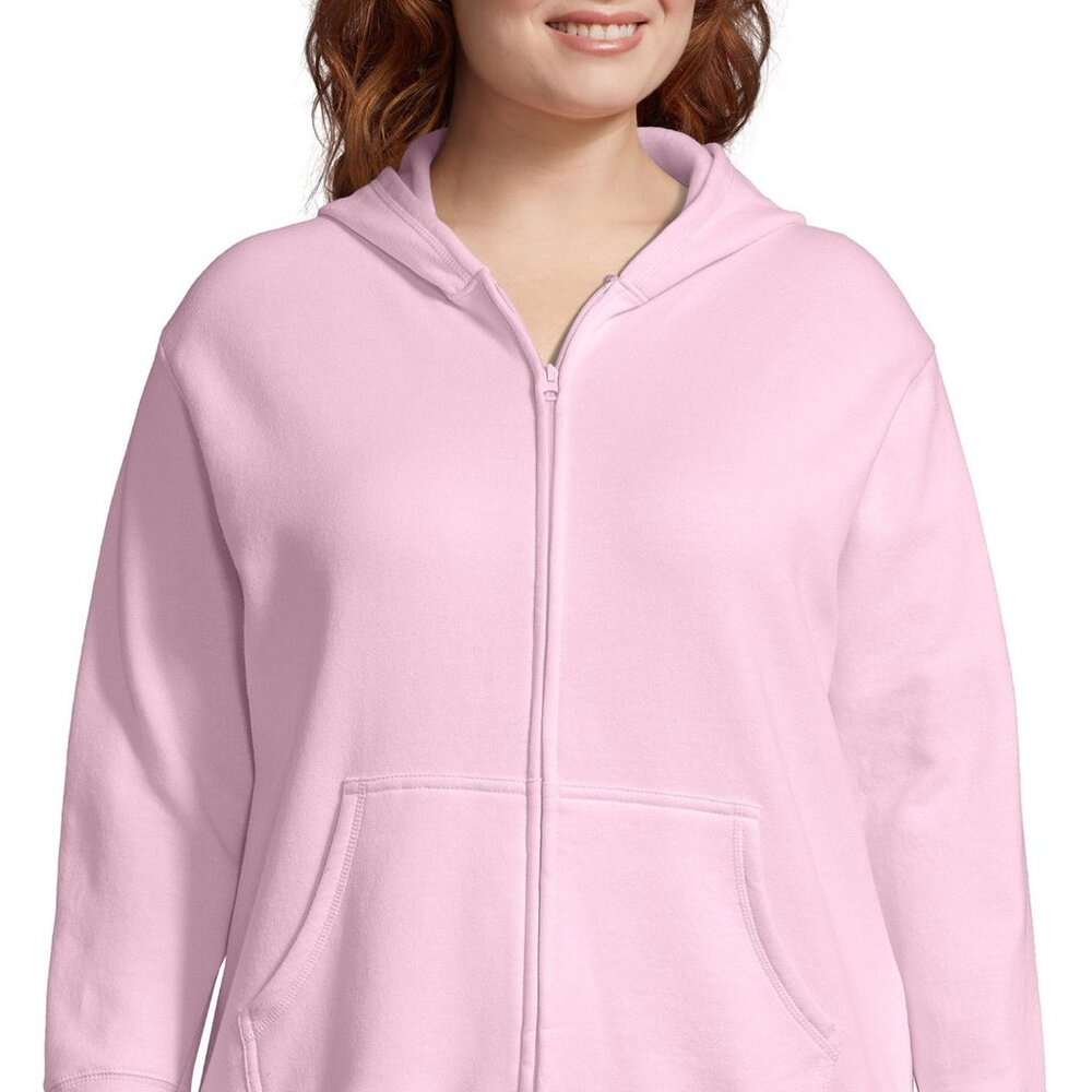 Just My Size JMS EcoSmart Women's Full-Zip Hoodie, Fleece Pale Pink 3X
